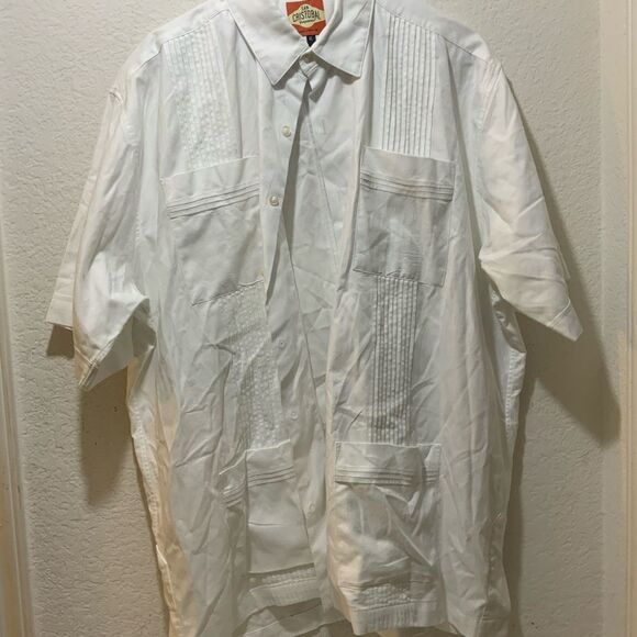 San Cristobal Short Sleeve 4-Pocket Havana Classic Guayabera Small White Casual - Picture 5 of 10